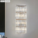 GobekUsa Contemporary Chrome Crystal Prism 4-Tier Flush Wall Sconce Light Fixture