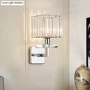 GobekUsa Contemporary Chrome LED Cuboid Wall Mounted Light with Crystal Prisms