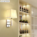 GobekUsa Contemporary LED Wall Sconce in Chrome for Living Room - Tapered Fabric Design