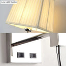 GobekUsa Contemporary LED Wall Sconce in Chrome for Living Room - Tapered Fabric Design