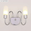 GobekUsa Contemporary Milk Glass Pill Sconce with Chrome LED Flush Mount - 2/3 Lights
