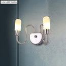 GobekUsa Contemporary Milk Glass Pill Sconce with Chrome LED Flush Mount - 2/3 Lights