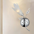 GobekUsa Contemporary Opal Glass Petal Wall Light in Chrome for Bedside