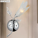 GobekUsa Contemporary Opal Glass Petal Wall Light in Chrome for Bedside