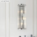 GobekUsa Contemporary 3-Head Wall Sconce with Clear Crystal Tube Shades - Flush Mount Light