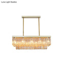 GobekUsa Contemporary Crystal Block Rectangle Hanging Lamp Kit - 8 Lights, Clear/Amber, 31.5"/39" W