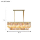 GobekUsa Contemporary Crystal Block Rectangle Hanging Lamp Kit - 8 Lights, Clear/Amber, 31.5"/39" W