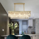 GobekUsa Contemporary Crystal Block Rectangle Hanging Lamp Kit - 8 Lights, Clear/Amber, 31.5"/39" W