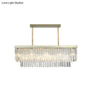 GobekUsa Contemporary Crystal Block Rectangle Hanging Lamp Kit - 8 Lights, Clear/Amber, 31.5"/39" W