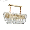 GobekUsa Contemporary Clear Crystal 10-Head Island Kitchen Hanging Light - Gold Layered Design