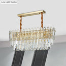 GobekUsa Contemporary Clear Crystal 10-Head Island Kitchen Hanging Light - Gold Layered Design