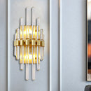GobekUsa Contemporary Clear Crystal Tube Wall Lighting With 2 Brass Lights - Ideal for Living Room