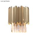 GobekUsa Contemporary Clear Crystal Wall Lamp - 1 Light, Brass Finish - Ideal for Living Room Lighting