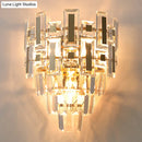 GobekUsa Contemporary Clear Crystal Wall Sconce with 5 Tiers and 3 Lights for Family Room Flush Mount