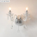 GobekUsa Contemporary Candelabra Wall Sconce with Clear Faceted Crystals and Droplets - 2 Bulbs