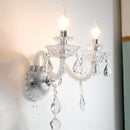 GobekUsa Contemporary Candelabra Wall Sconce with Clear Faceted Crystals and Droplets - 2 Bulbs