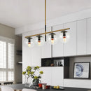 GobekUsa Contemporary Clear Glass Ball Pendant Light with 4 Bulbs - Black and Gold