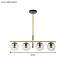 GobekUsa Contemporary Clear Glass Ball Pendant Light with 4 Bulbs - Black and Gold