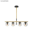 GobekUsa Contemporary Clear Glass Ball Pendant Light with 4 Bulbs - Black and Gold