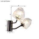 GobekUsa Contemporary Clear Glass Faceted Wall Sconce - 1/2-Light W/Bk/Gd Finish - Ideal for Stairway