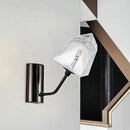 GobekUsa Contemporary Clear Glass Faceted Wall Sconce - 1/2-Light W/Bk/Gd Finish - Ideal for Stairway