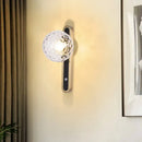 GobekUsa Contemporary Round Wall Lamp - Clear Dimpled Glass, 1 Bulb Sconce Light for Living Room