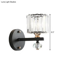 GobekUsa Contemporary Clear Ribbed Glass Wall Mounted Drum Sconce Light in Black