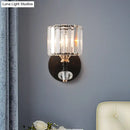 GobekUsa Contemporary Clear Ribbed Glass Wall Mounted Drum Sconce Light in Black