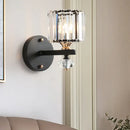 GobekUsa Contemporary Clear Ribbed Glass Wall Mounted Drum Sconce Light in Black