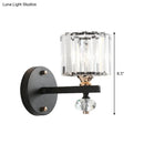 GobekUsa Contemporary Clear Ribbed Glass Wall Mounted Drum Sconce Light in Black
