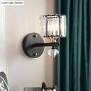 GobekUsa Contemporary Clear Ribbed Glass Wall Mounted Drum Sconce Light in Black