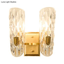 GobekUsa Contemporary Clear Water Glass Wall Sconce - Brass 1/2-Light Bedside Lamp