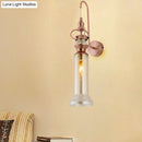 GobekUsa Contemporary 2-Light Copper Finish Wall Sconce with Smoke Gray/Amber Glass Tube & Gooseneck Arm