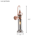 GobekUsa Contemporary 2-Light Copper Finish Wall Sconce with Smoke Gray/Amber Glass Tube & Gooseneck Arm