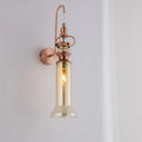 GobekUsa Contemporary 2-Light Copper Finish Wall Sconce with Smoke Gray/Amber Glass Tube & Gooseneck Arm