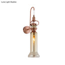GobekUsa Contemporary 2-Light Copper Finish Wall Sconce with Smoke Gray/Amber Glass Tube & Gooseneck Arm