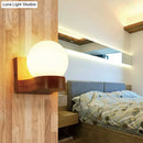 GobekUsa Contemporary Cream Glass LED Sconce Light Fixture for Living Room Wall in Wood
