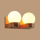 GobekUsa Contemporary Cream Glass LED Sconce Light Fixture for Living Room Wall in Wood