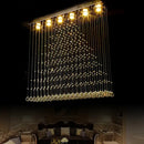 GobekUsa Contemporary Crystal Ball Cascade Flush Ceiling Light - 6 Lights, Nickel Finish