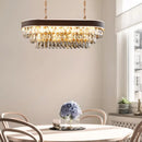 GobekUsa Contemporary Crystal Block Hanging Light Fixture - Oval Island Lamp with 12 Lights in Black-Gold