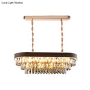 GobekUsa Contemporary Crystal Block Hanging Light Fixture - Oval Island Lamp with 12 Lights in Black-Gold