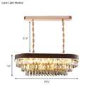 GobekUsa Contemporary Crystal Block Hanging Light Fixture - Oval Island Lamp with 12 Lights in Black-Gold