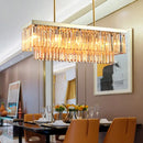 GobekUsa Contemporary Crystal Block Rectangle Hanging Lamp Kit - 8 Lights, Clear/Amber, 31.5"/39" W
