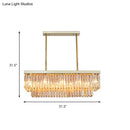 GobekUsa Contemporary Crystal Block Rectangle Hanging Lamp Kit - 8 Lights, Clear/Amber, 31.5"/39" W