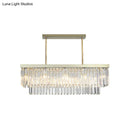 GobekUsa Contemporary Crystal Block Rectangle Hanging Lamp Kit - 8 Lights, Clear/Amber, 31.5"/39" W