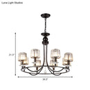 GobekUsa Contemporary Crystal Chandelier - 4/6/8 Lights Circle Hanging Light in Black for Bedroom