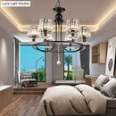 GobekUsa Contemporary Crystal Chandelier - 4/6/8 Lights Circle Hanging Light in Black for Bedroom