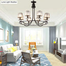 GobekUsa Contemporary Crystal Chandelier - 4/6/8 Lights Circle Hanging Light in Black for Bedroom