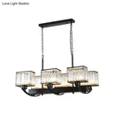 GobekUsa Contemporary Crystal Chandelier with Adjustable Chain - 6/8 Bulbs, Black Rectangle Design