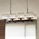 GobekUsa Contemporary Crystal Chandelier with Adjustable Chain - 6/8 Bulbs, Black Rectangle Design